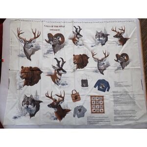 VIP Cranston Call of the Wild Appliques Fabric Panel Bear Wolf Deer Animals